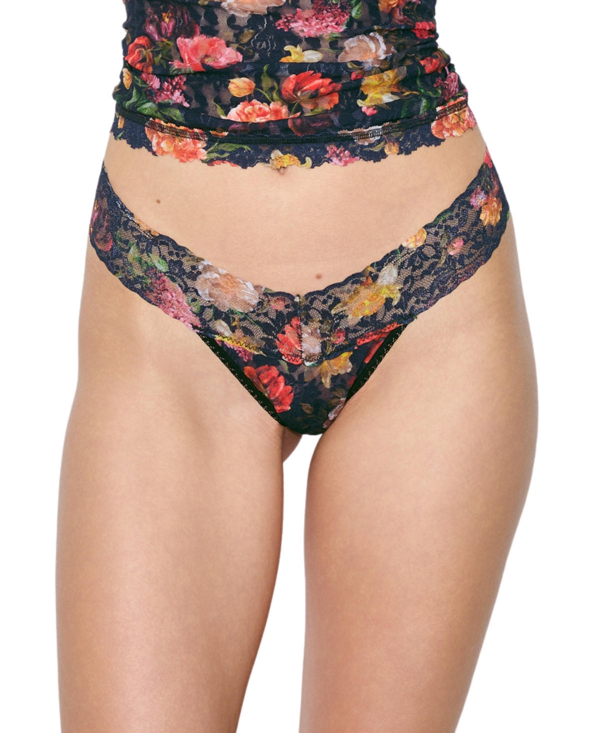 Hanky Panky Signature Lace Low-Rise Lace Thong - Moonlight Floral Print