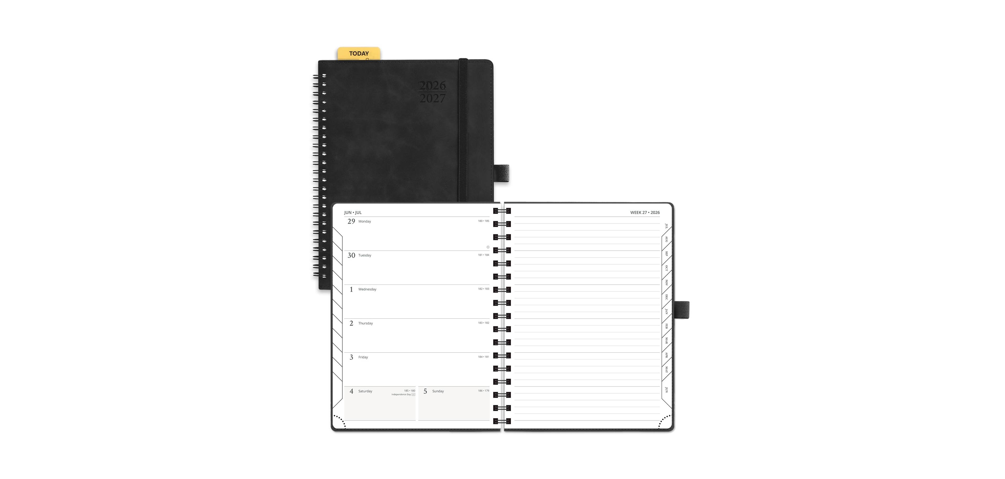 Danrong Weekly Planner Monthly Layout Spiral Softcover 100gsm Paper Pen Holder Pocket Closure