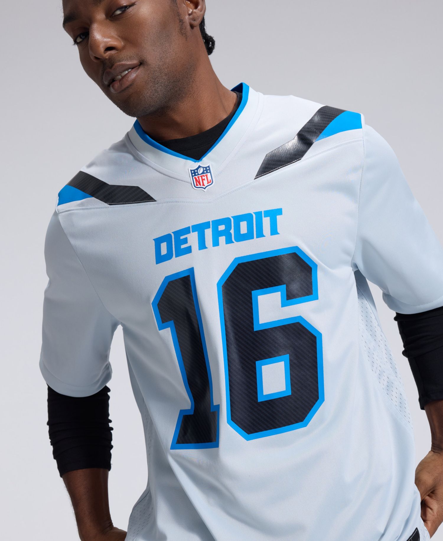 Men's Jared Goff Silver Detroit Lions 2026 Rivalries Collection Game Jersey