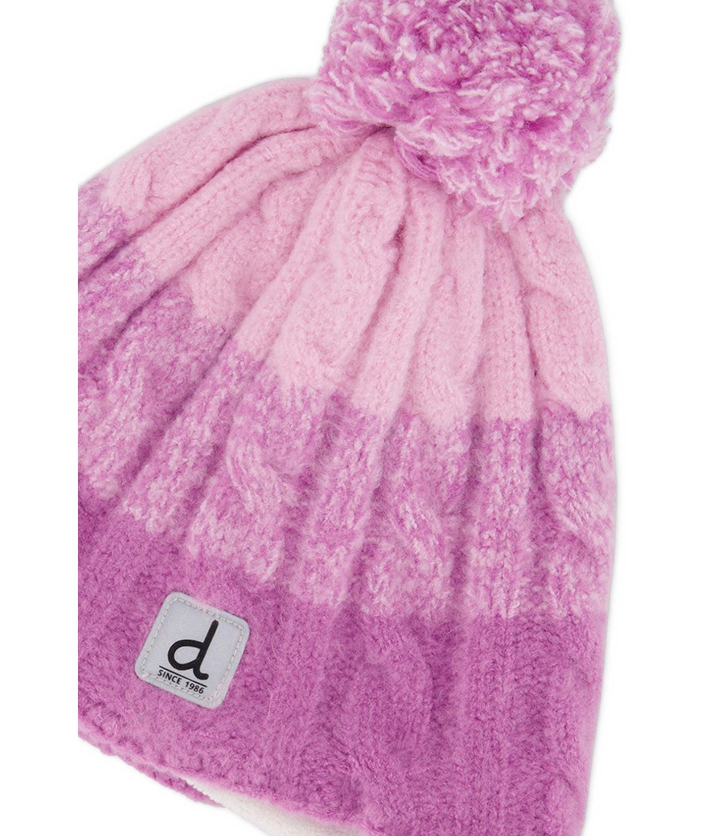 Шапка Deux par Deux Cable-Knit Pompom Braided Ear Flap Beanie для девочек, цвет: Фиолетовый — фото 4