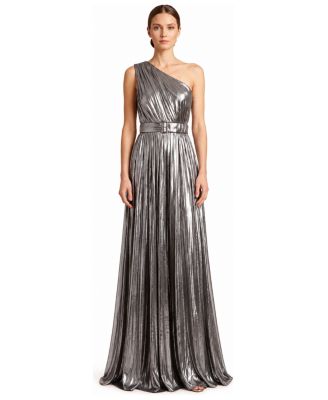 Plus Size One Shoulder Metallic Dress