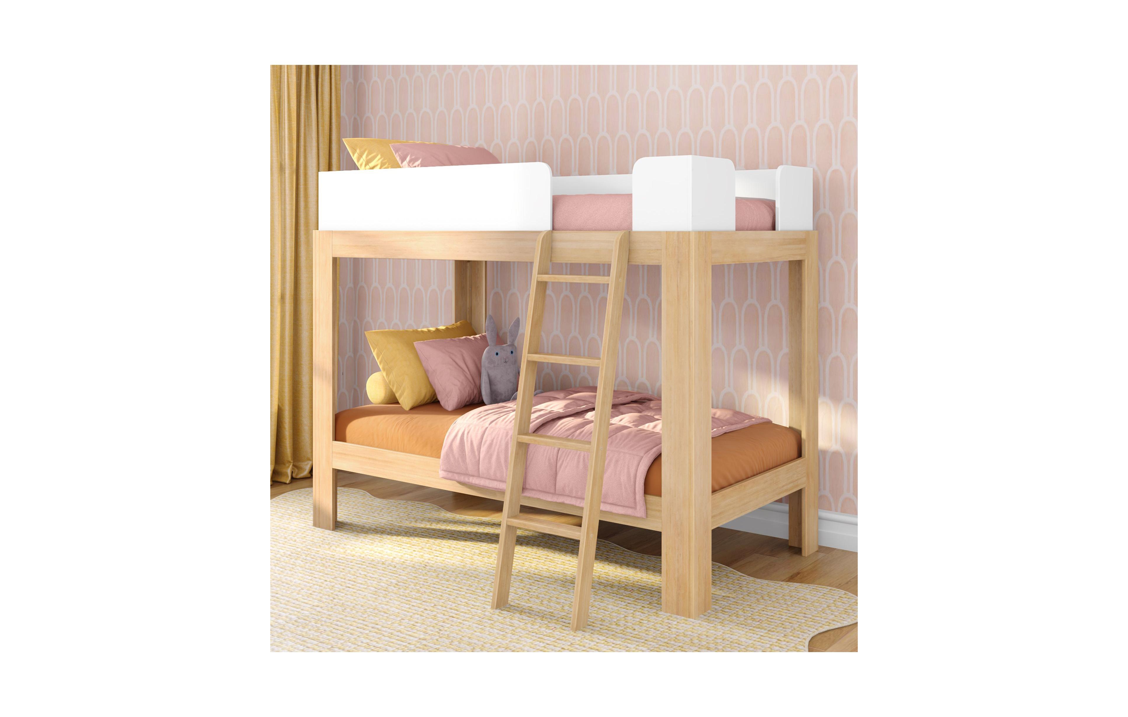 Max & Lily Mid-Century Modern Twin Over Bunk Bed