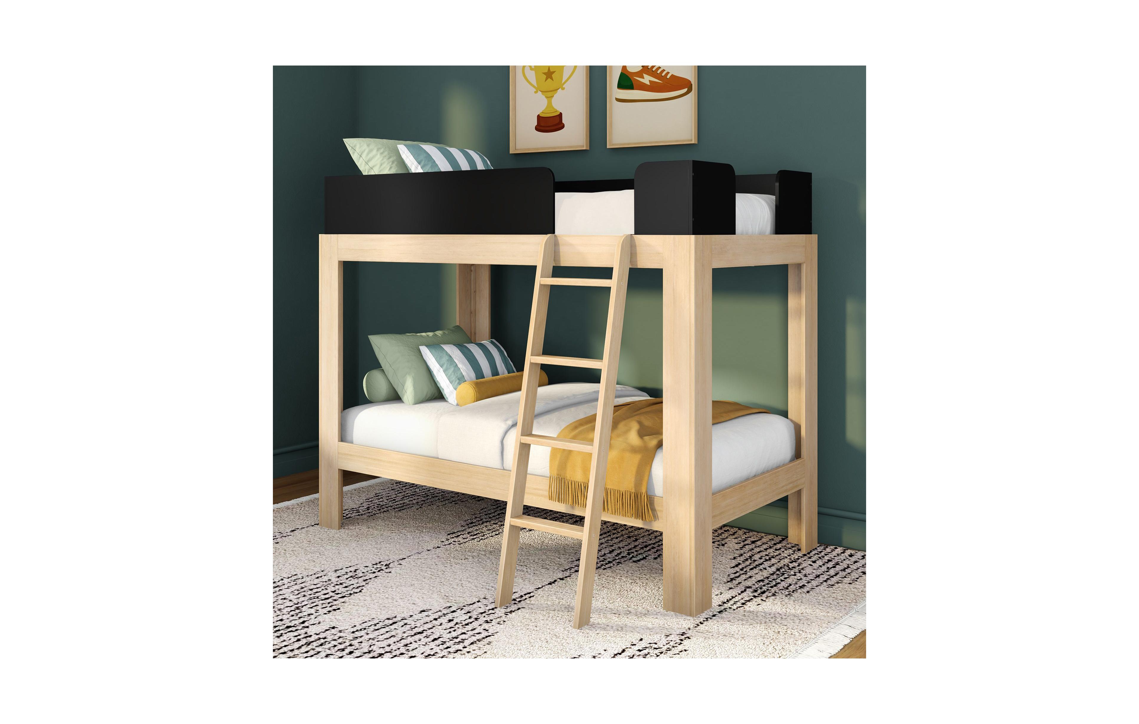 Max & Lily Mid-Century Modern Twin Over Bunk Bed
