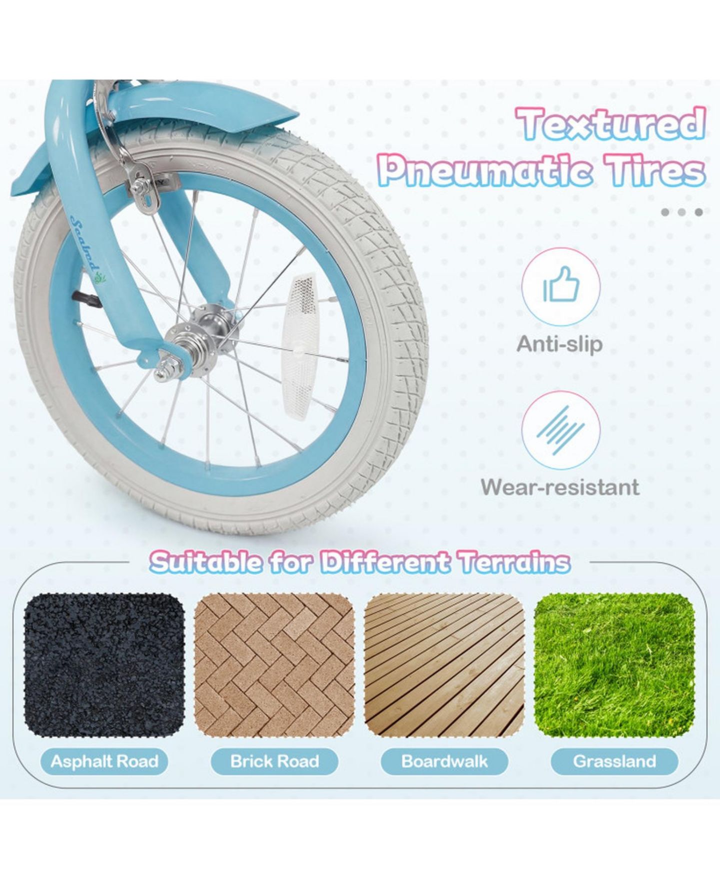 Детская игрушка HONGGE 14-Inch Mermaid Girls Bike with Removable Training Wheels, Ages 3-5, цвет: Синий — фото 8