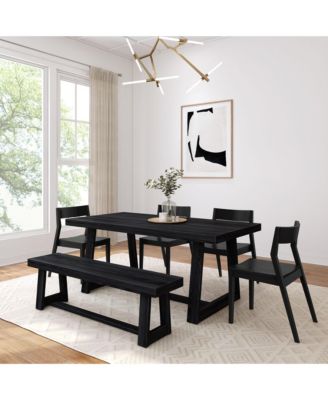 7 inch Classic Solid Wood Dining Table Set with Bench and 4 chairs