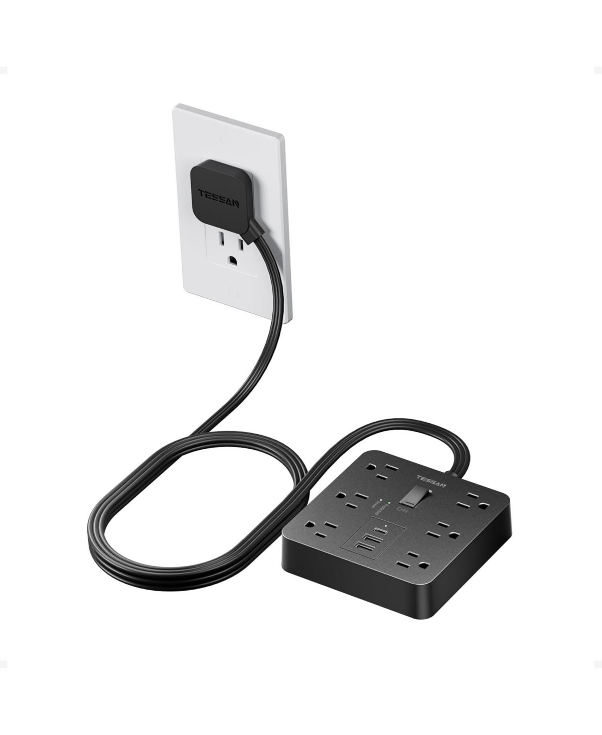 Tessan 5-Foot Surge Protector Power Strip with 6 Outlets and Usb Charging Ports Compatible with North American Plugs - Black