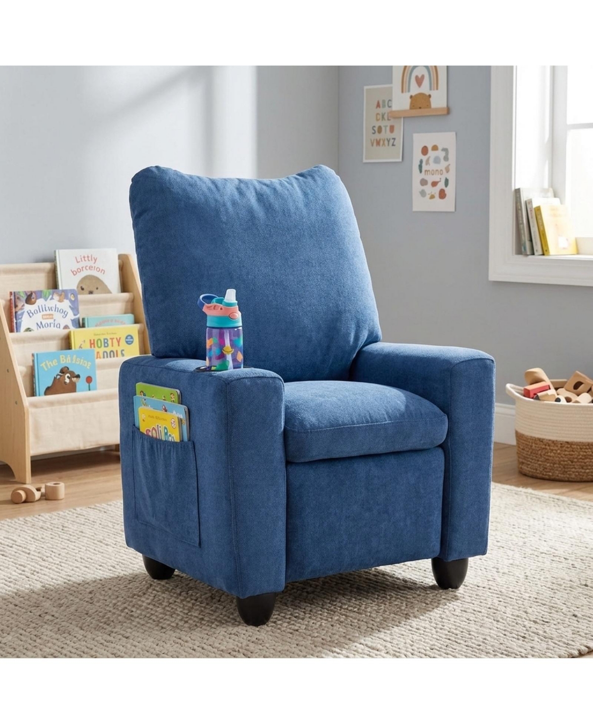 Sugift Kids Toddler Recliner Chair with Adjustable 105degree(s)-140degree(s) Backrest Footrest and Cup Holder