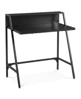 31.5inch Industrial Desk with Raised Shelf and Metal Frame