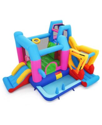 8-in-1 Excavator Themed Inflatable Bounce House with 780W Blower, Ages 3-12