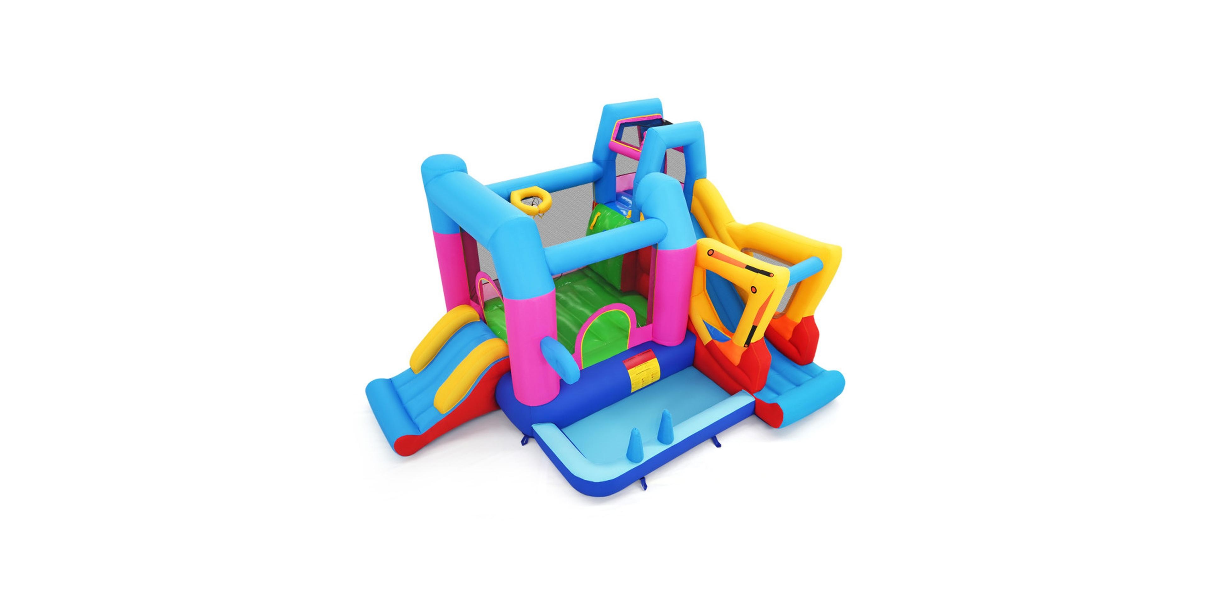 Hongge 8-in-1 Excavator Themed Inflatable Bounce House with 780W Blower, Ages 3-12