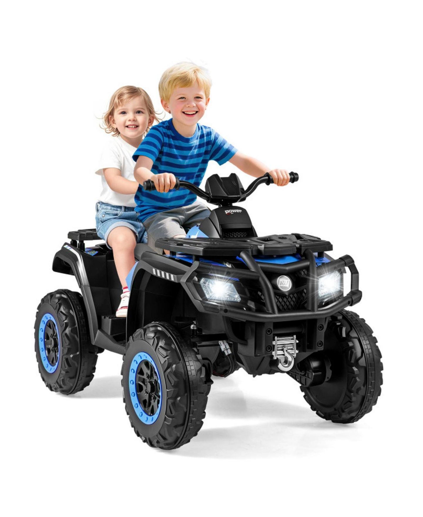 Детская игрушка HONGGE 24V 2-Seater Kids Ride-On ATV with Four Motors and LED Lights, Ages 3-8, цвет: Тёмно-синий — фото 9