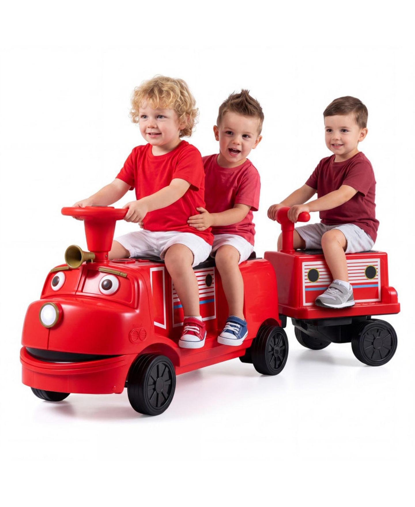 Детская игрушка HONGGE 12V Ride on Train 3-Seater with Detachable Carriage, Seats 3, Ages 3+, цвет: Красный / Чёрный — фото 11