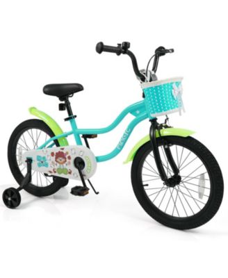 18-Inch Kids Bike with Training Wheels and Front Basket, 132 lbs Capacity, Ages 4-8