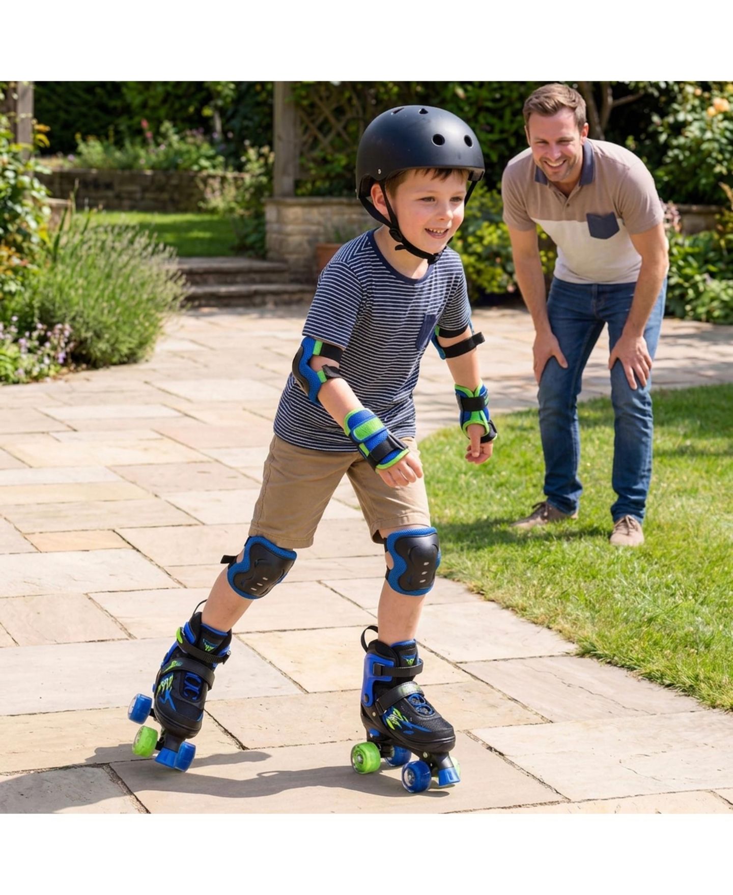 Детские игрушки HONGGE Adjustable Light-Up Wheels Quad Skates, Ages 7-9, цвет: Тёмно-синий — фото 10