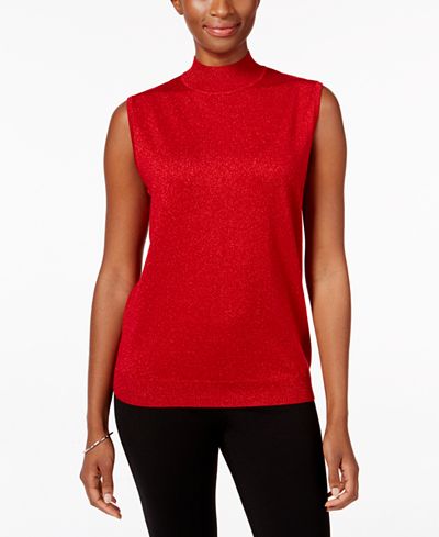 Alfred Dunner 'Tis The Season Mock-Neck Sleeveless Sweater