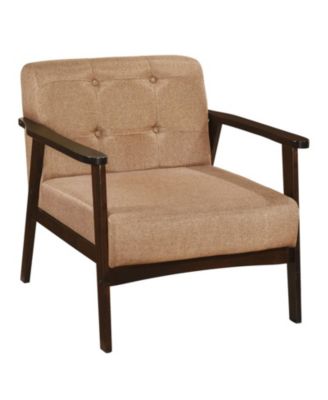 Rubber Wood Frame Accent Chair with Armrests for Living Room