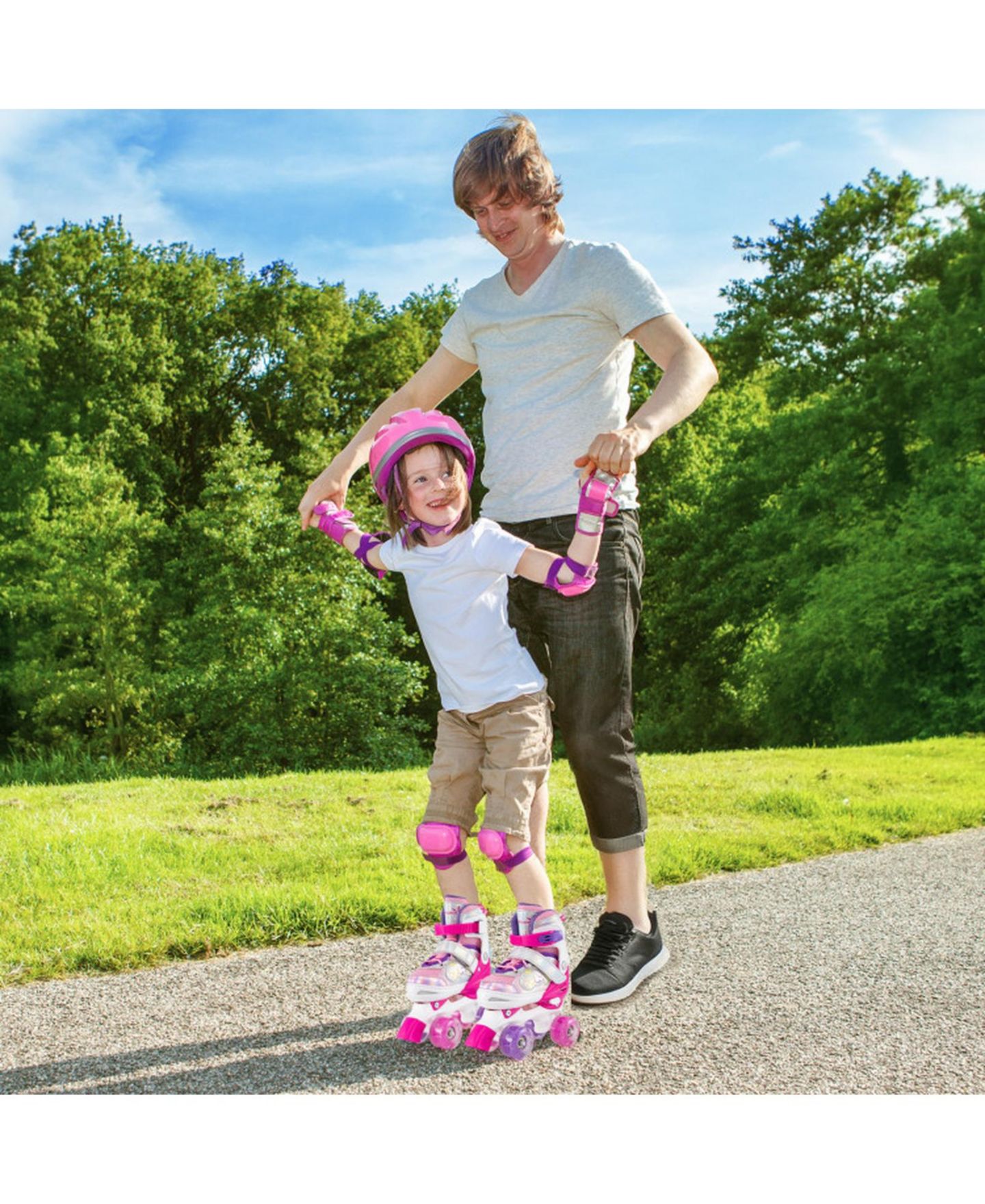 Детские игрушки HONGGE 4-Size Adjustable Kids Quad Roller Skates with Light-Up Wheels, Ages 5-8, цвет: Розовый красный — фото 10
