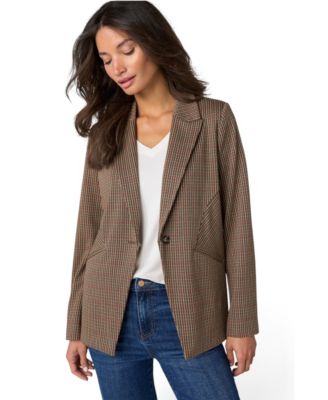 Women's Houndstooth Fitted Stretch Blazer