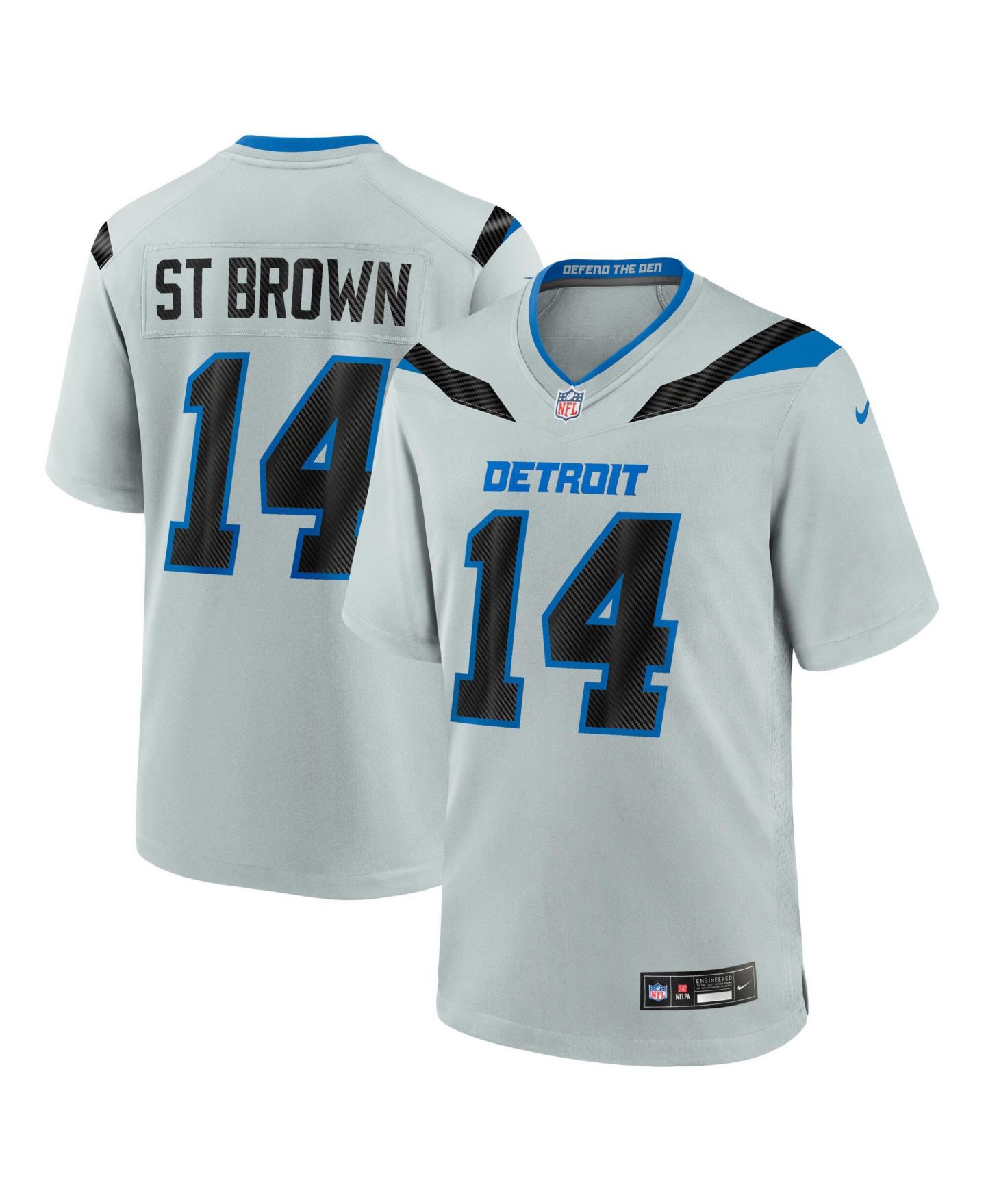 Мужской топ Nike Amon-Ra St. Brown Silver Detroit Lions 2026 Rivalries Collection Game Jersey — фото 1