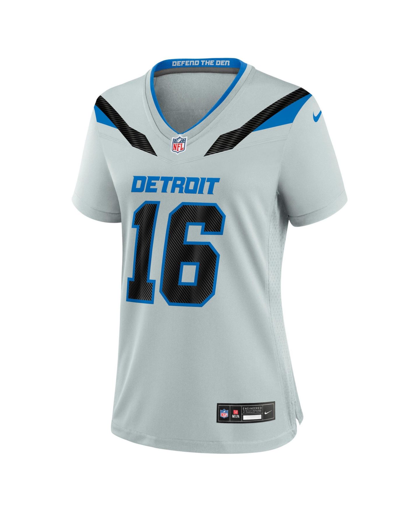 Женский топ Nike Jared Goff Silver Detroit Lions 2026 Rivalries Collection Game Jersey — фото 2