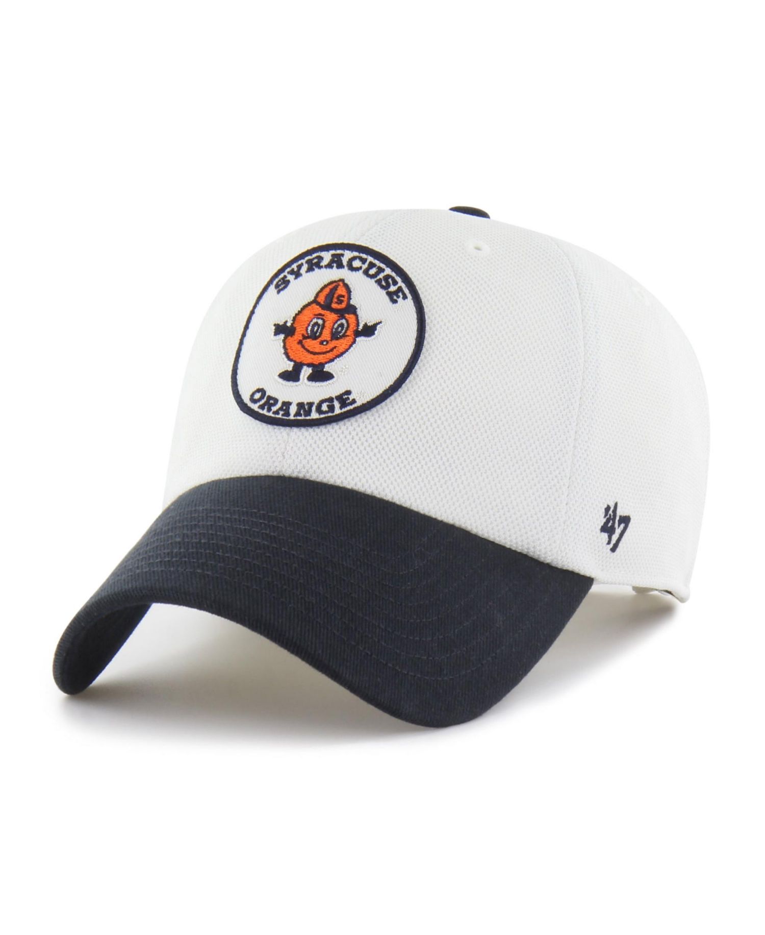 Men's and Women's '47 White/Navy Syracuse Orange Pique Patch Clean Up Adjustable Hat