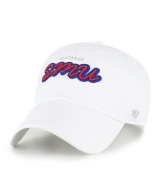 Women's White SMU Mustangs Trendy Script Clean Up Adjustable Hat