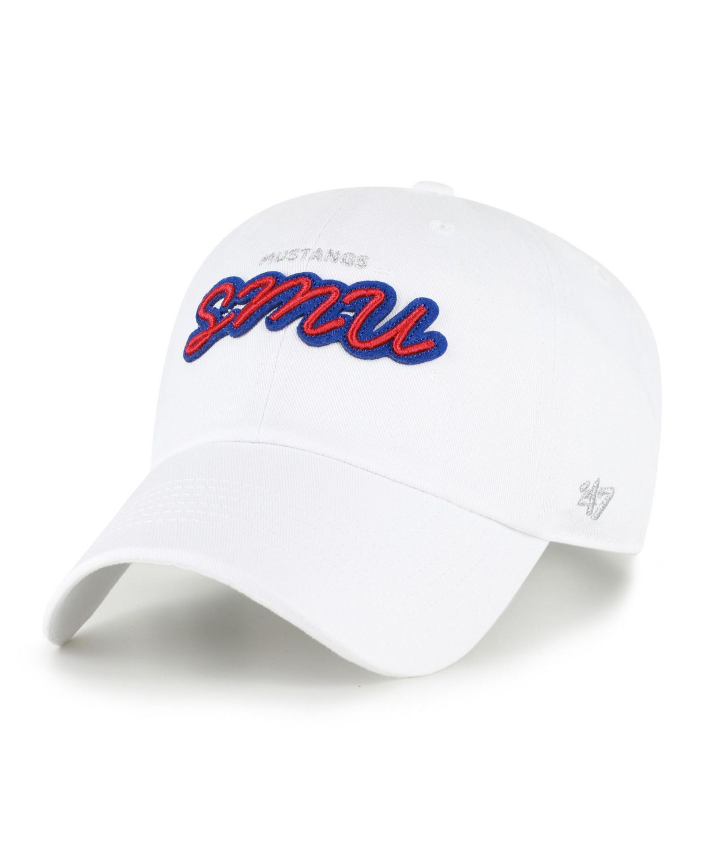 Женская кепка '47 Brand White SMU Mustangs Trendy Script Clean Up Adjustable Hat — фото 1