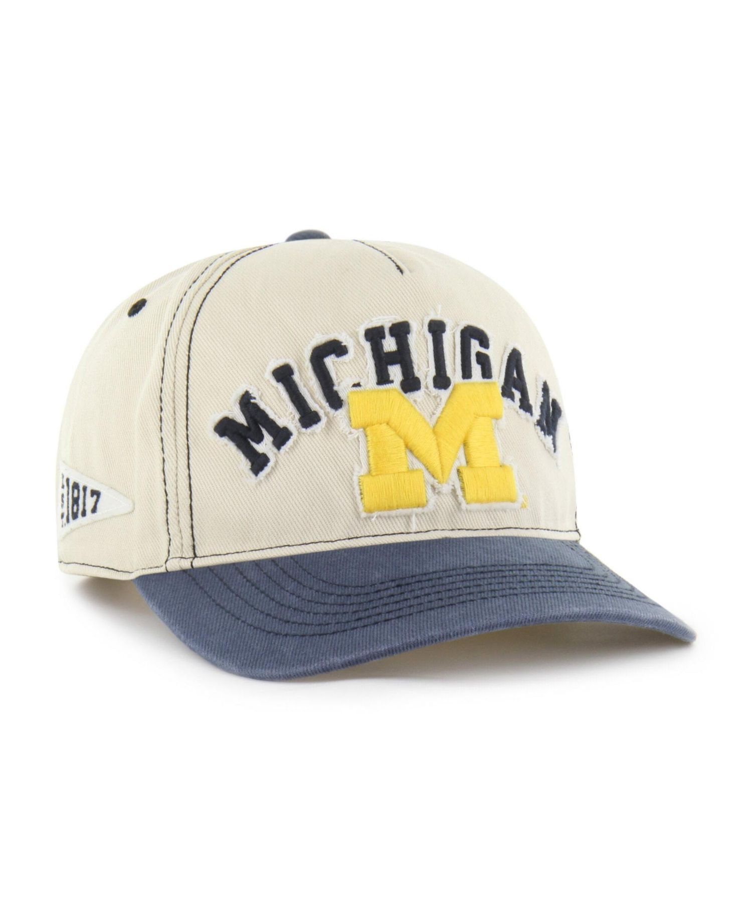 Men's and Women's '47 Tan/Navy Michigan Wolverines Well-Worn Calderwood Hitch Adjustable Hat