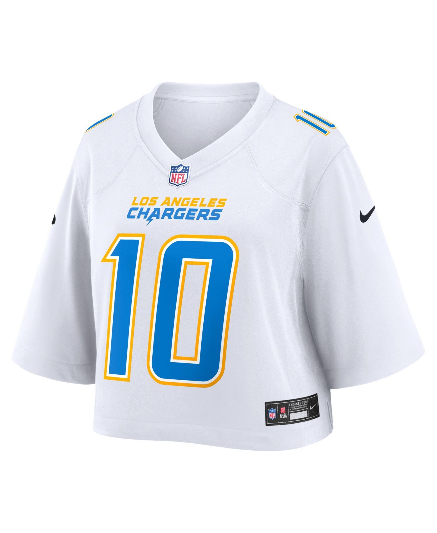 Women's Justin Herbert White Los Angeles Chargers Cropped Fashion Game Jersey