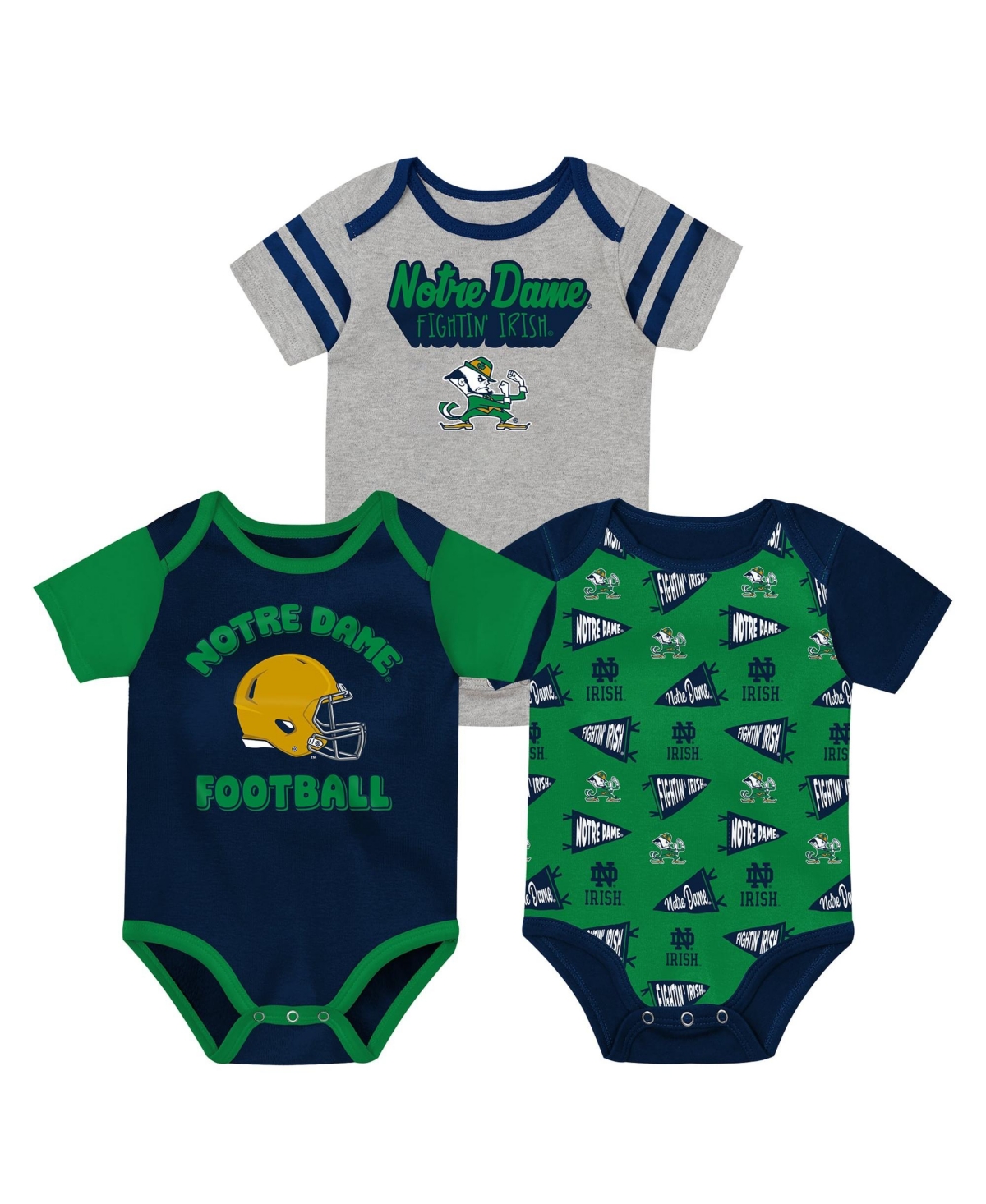 Outerstuff Baby Boys And Girls Navy Notre Dame Fighting Irish Star Player Three-piece Bodysuit Set In Navy,white