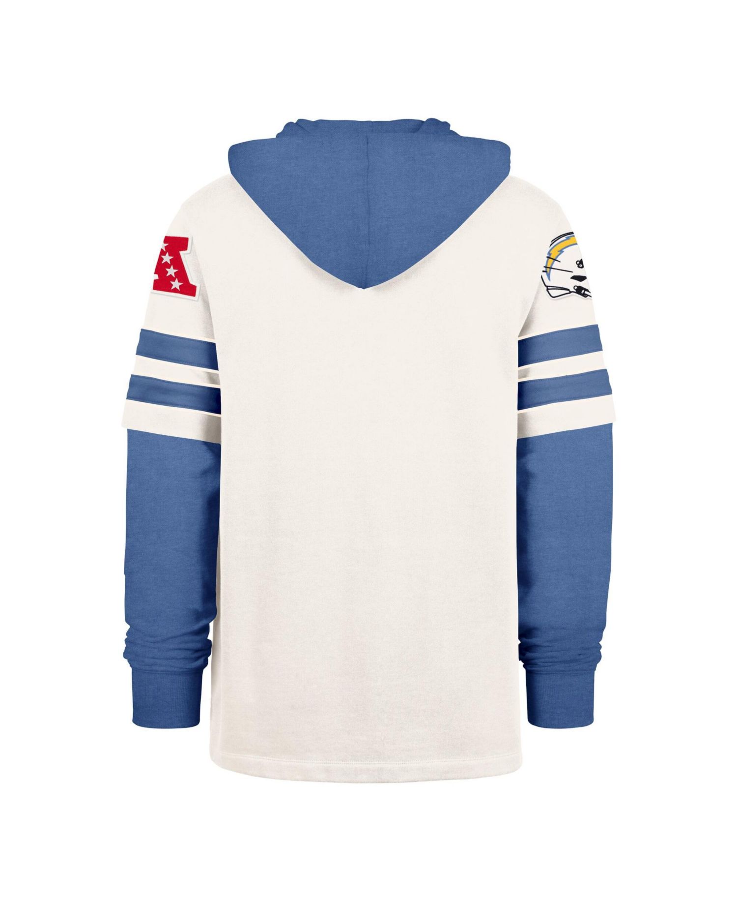 Men's '47 Cream Los Angeles Chargers Split Zone Cornerback Duo Lacer Hoodie