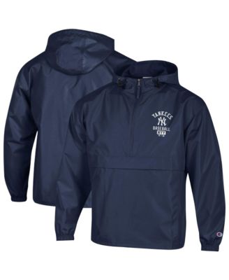 Men's  Navy New York Yankees Packable Windbreaker Half-Zip Jacket