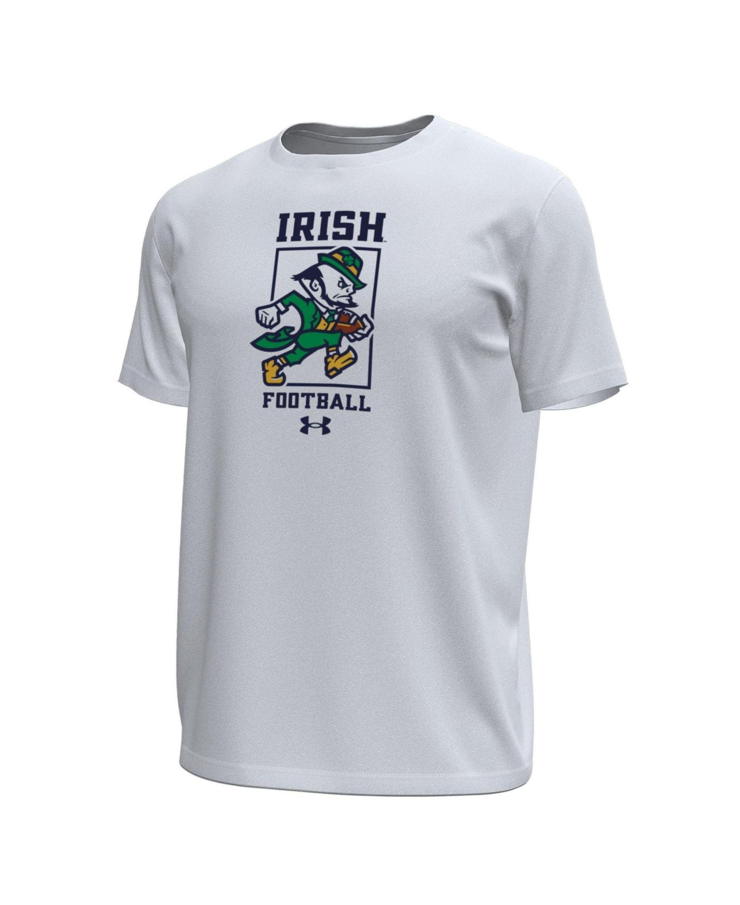 Мужская футболка Under Armour White Notre Dame Fighting Irish Sporting Leprechaun Tech Stretch — фото 2