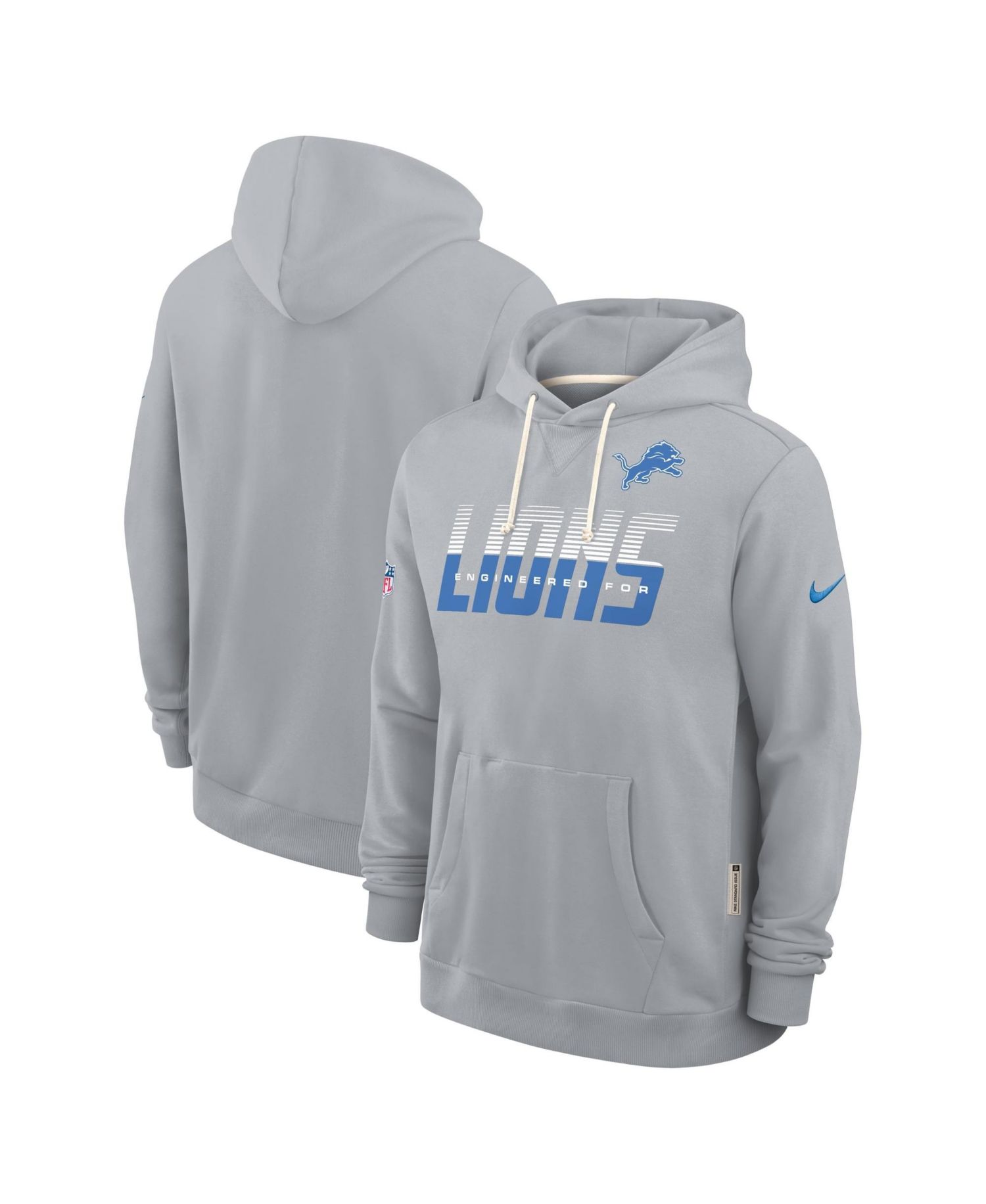 Men's Gray Detroit Lions Sideline Standard Issue Top Prospect Dri-FIT Hoodie