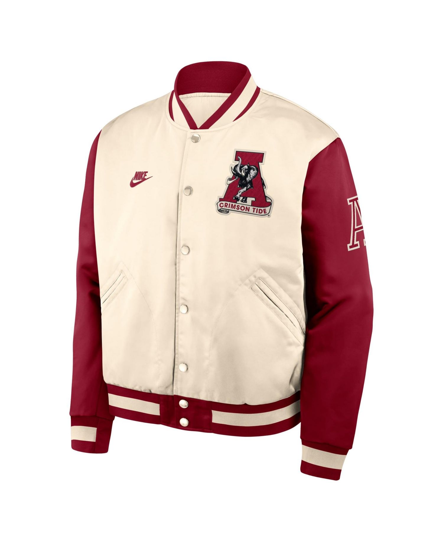 Men's Natural/Crimson Alabama Crimson Tide Legacy Full-Snap Bomber Jacket