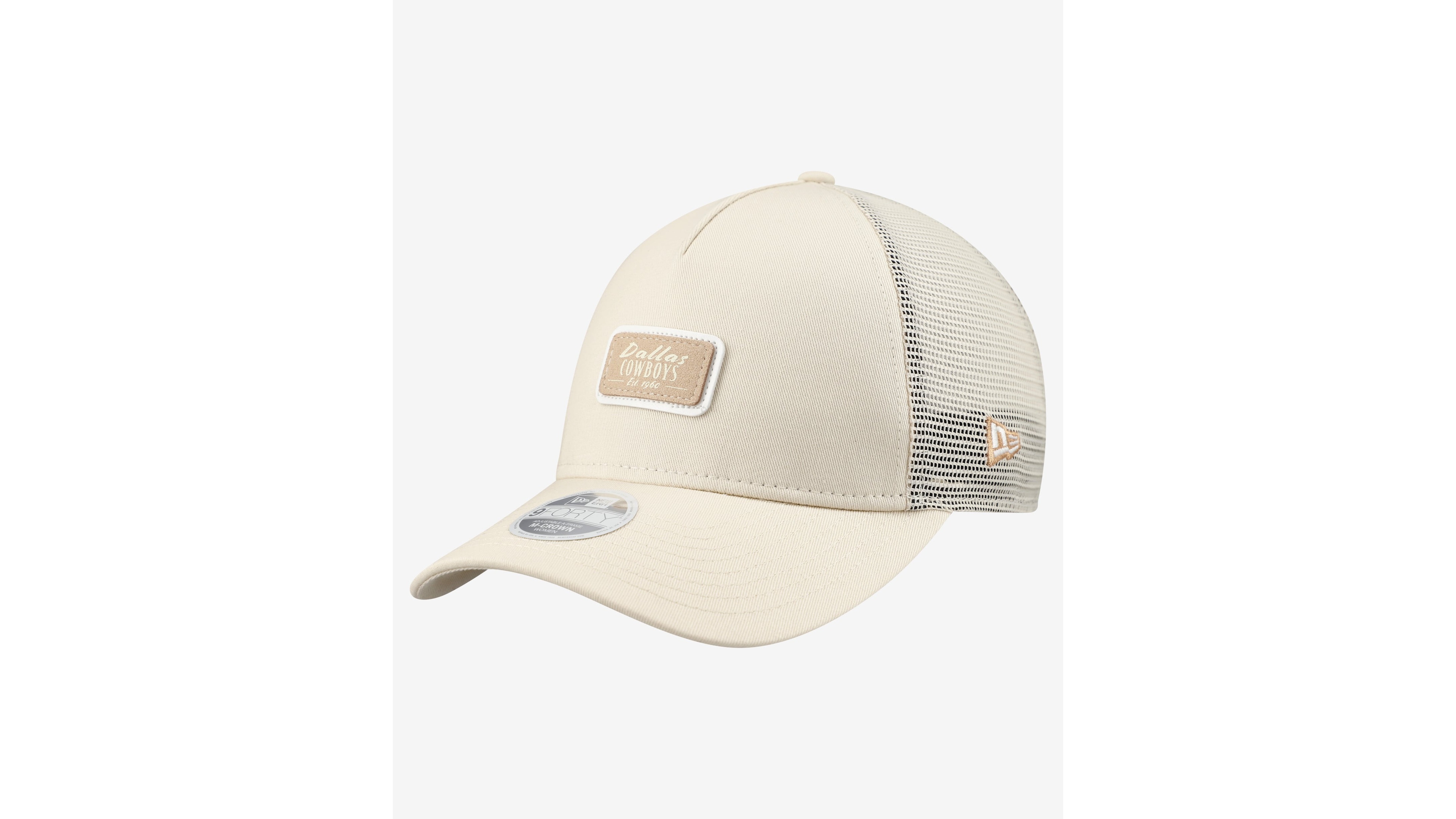 New Era Women's Cream Dallas Cowboys Tonal Patch M-Crown A-Frame 9FORTY Trucker Adjustable Hat
