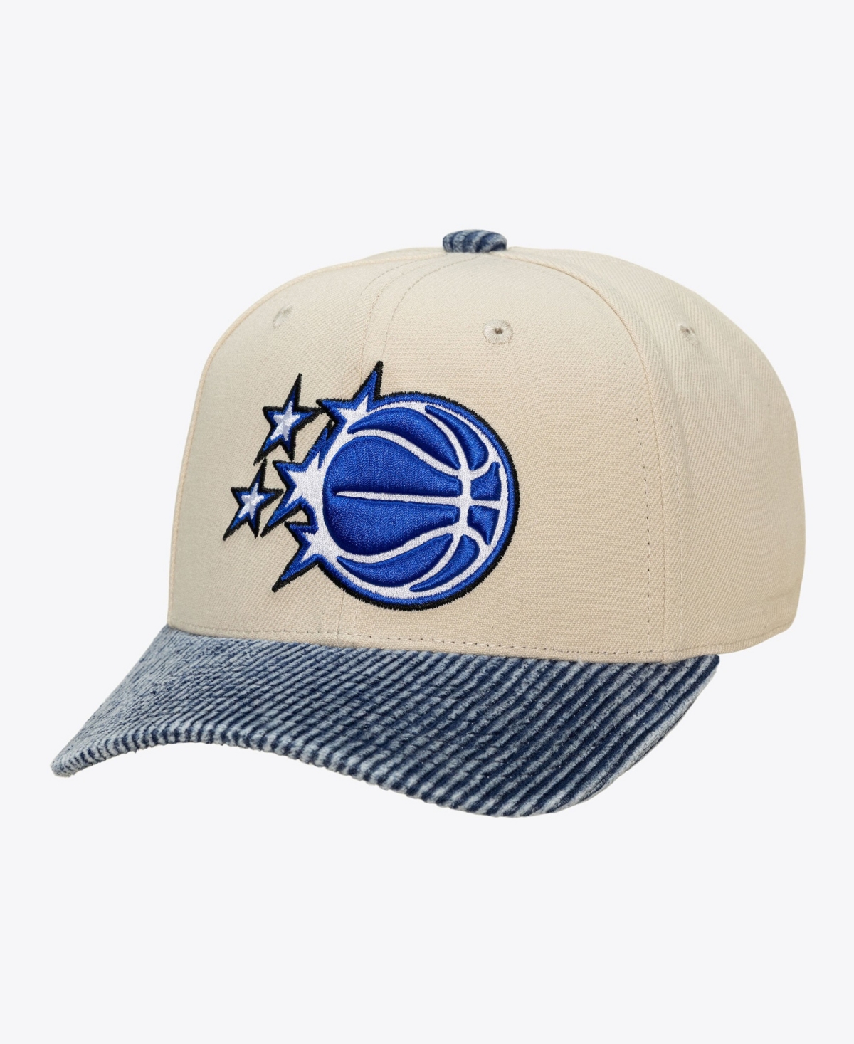 Mitchell & Ness Men's Mitchell Ness Cream/Blue Orlando Magic Washed Corduroy Pro Crown Snapback Hat