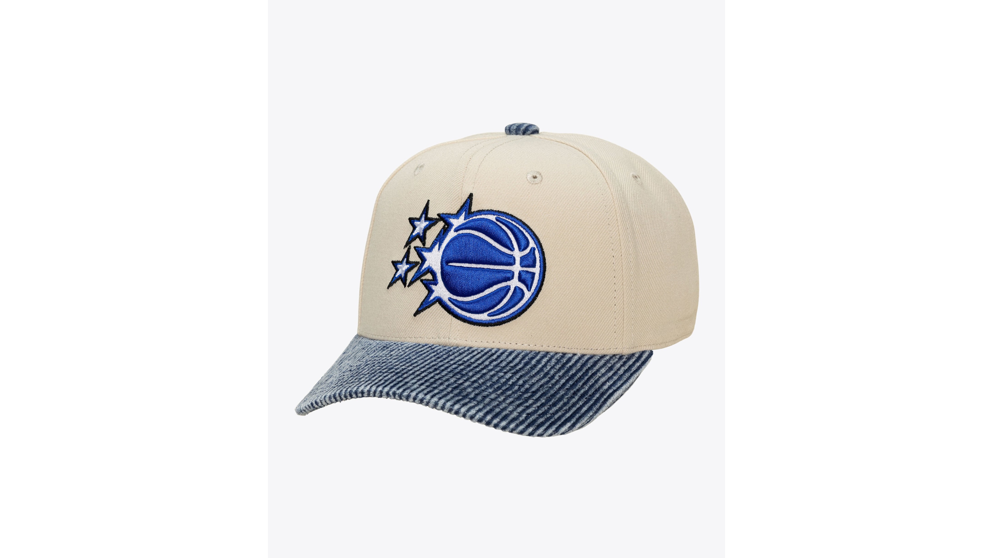 Mitchell & Ness Men's Mitchell Ness Cream/Blue Orlando Magic Washed Corduroy Pro Crown Snapback Hat