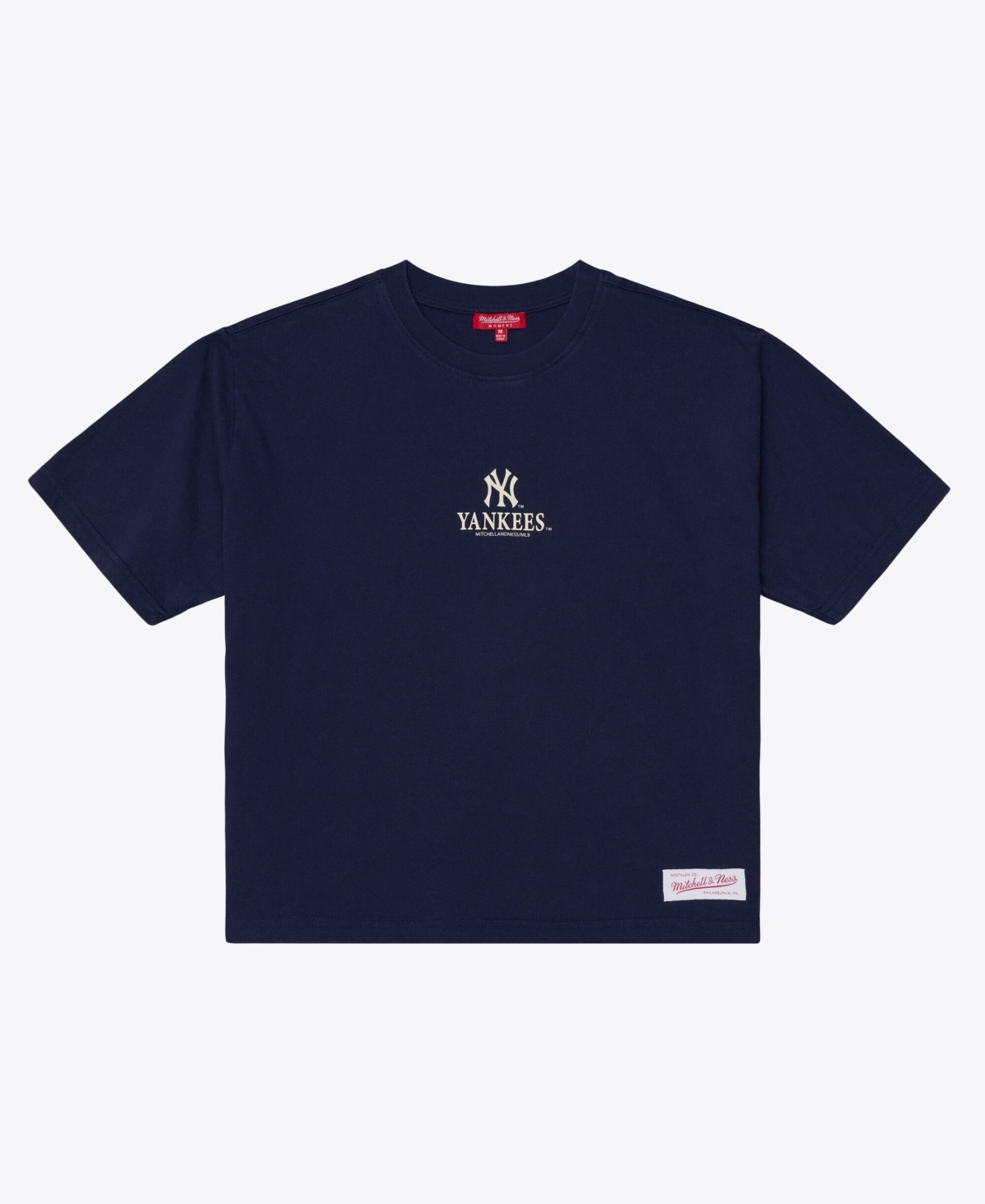 Mitchell & Ness Women's Mitchell Ness Navy New York Yankees Core Essentials Boxy Crop T-shirt In Blue