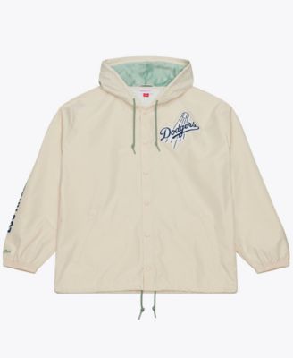 Men's Jackie Robinson Cream Los Angeles Dodgers Full-Snap Yacht Rock Name & Number Hooded Coach's Jacket