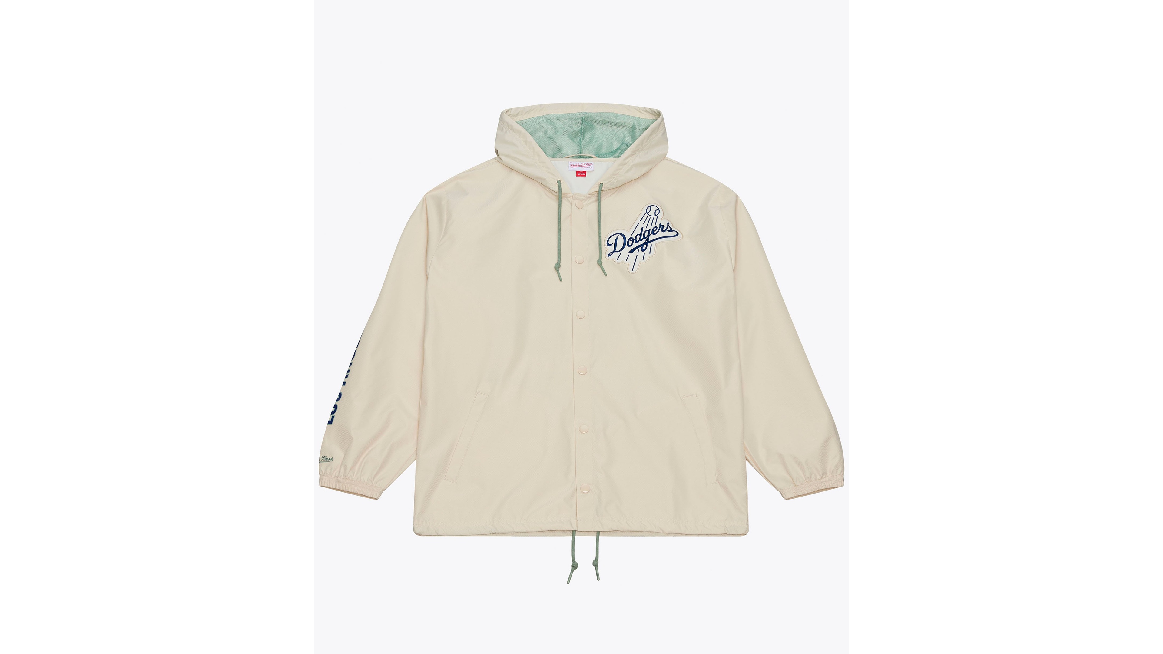 Mitchell & Ness Men's Jackie Robinson Cream Los Angeles Dodgers Full-Snap Yacht Rock Name Number Hooded Coach's Jacket