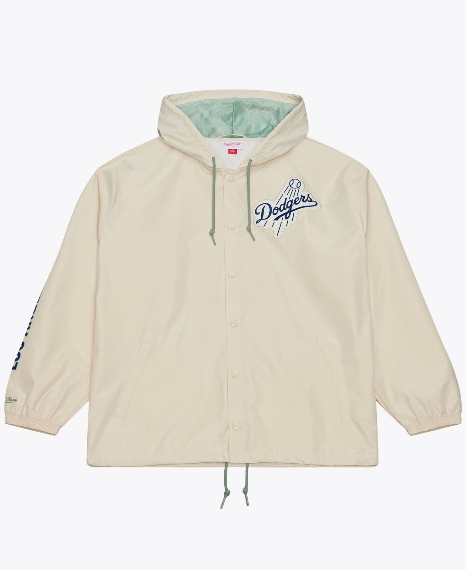 Men's Jackie Robinson Cream Los Angeles Dodgers Full-Snap Yacht Rock Name & Number Hooded Coach's Jacket