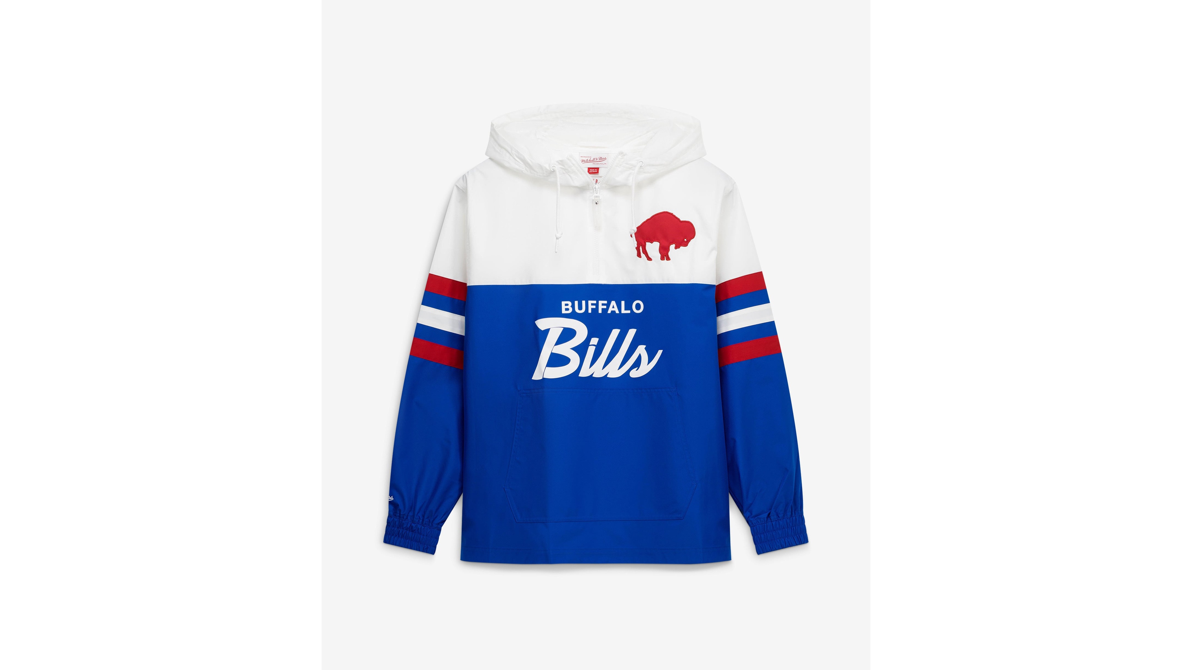Mitchell & Ness Men's Royal Buffalo Bills Head Coach Anorak Quarter-Zip Windbreaker Jacket