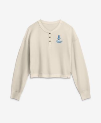 Women's Cream Detroit Lions Relaxed Cropped Long Sleeve Shirt