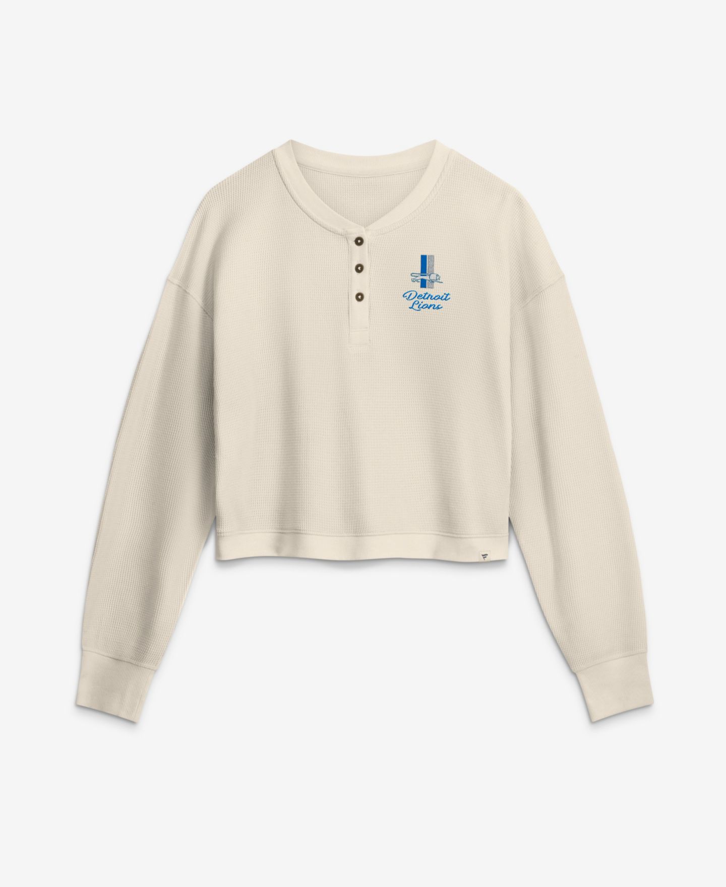 Женская рубашка Fanatics Cream Detroit Lions Relaxed Cropped Long Sleeve — фото 1