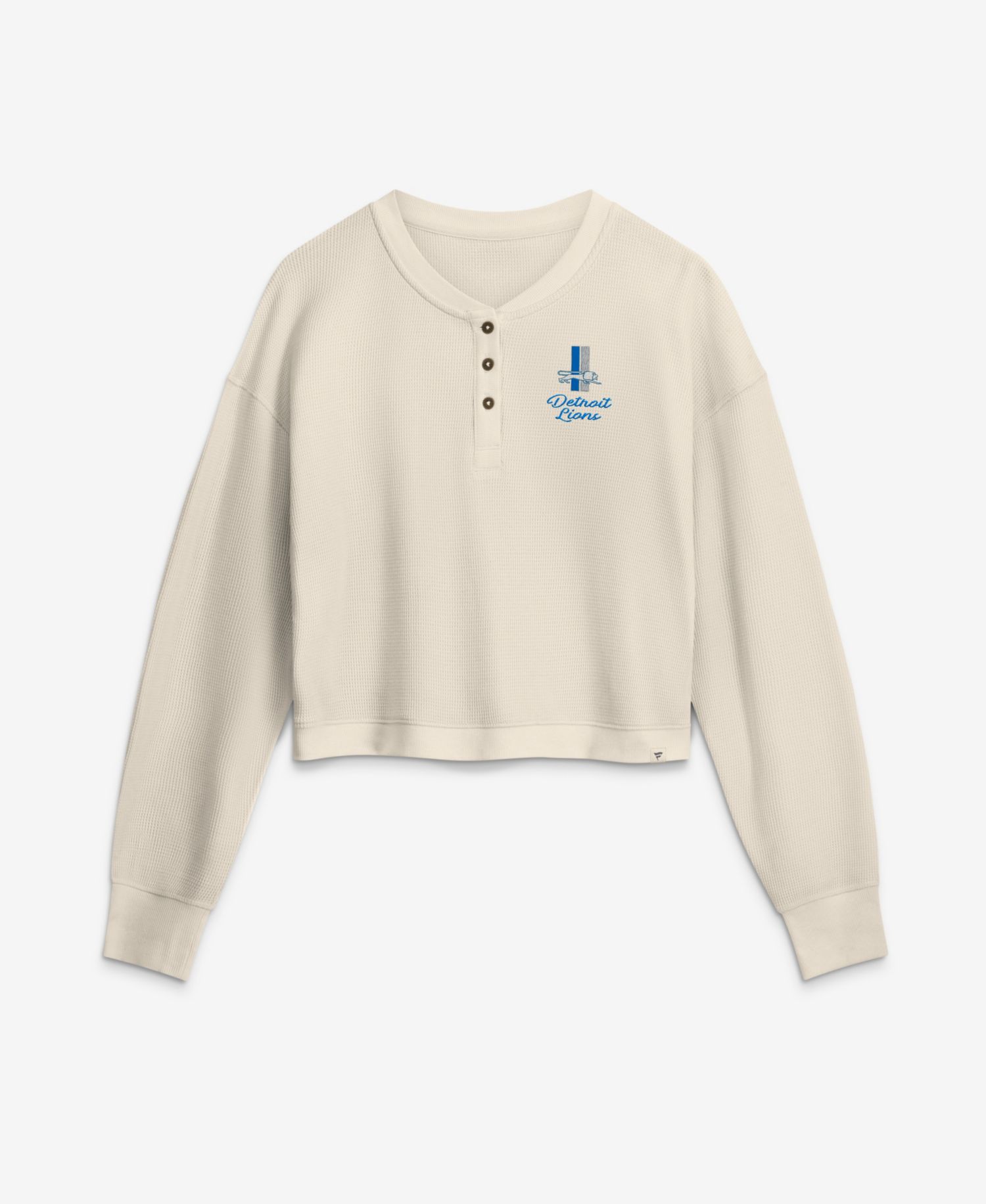 Women's Cream Detroit Lions Relaxed Cropped Long Sleeve Shirt