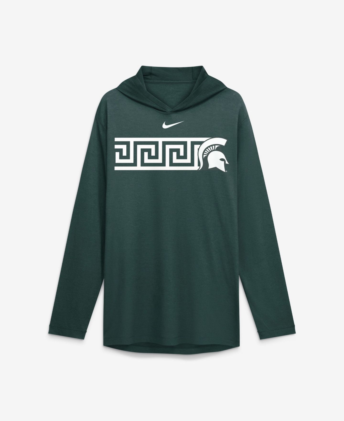 Мужская футболка Nike Green Michigan State Spartans Primetime Pattern Tri-Blend Dri-FIT Long Sleeve Hooded — фото 1