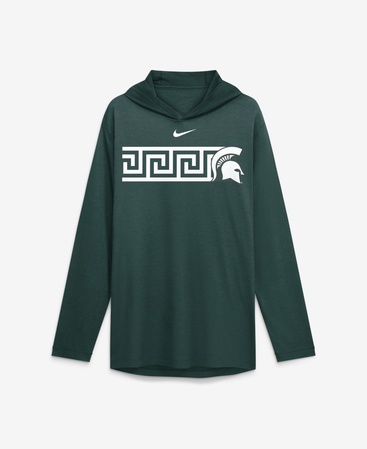 Nike Men's Green Michigan State Spartans Primetime Pattern Tri-Blend Dri-fit Long Sleeve Hooded T-Shirt