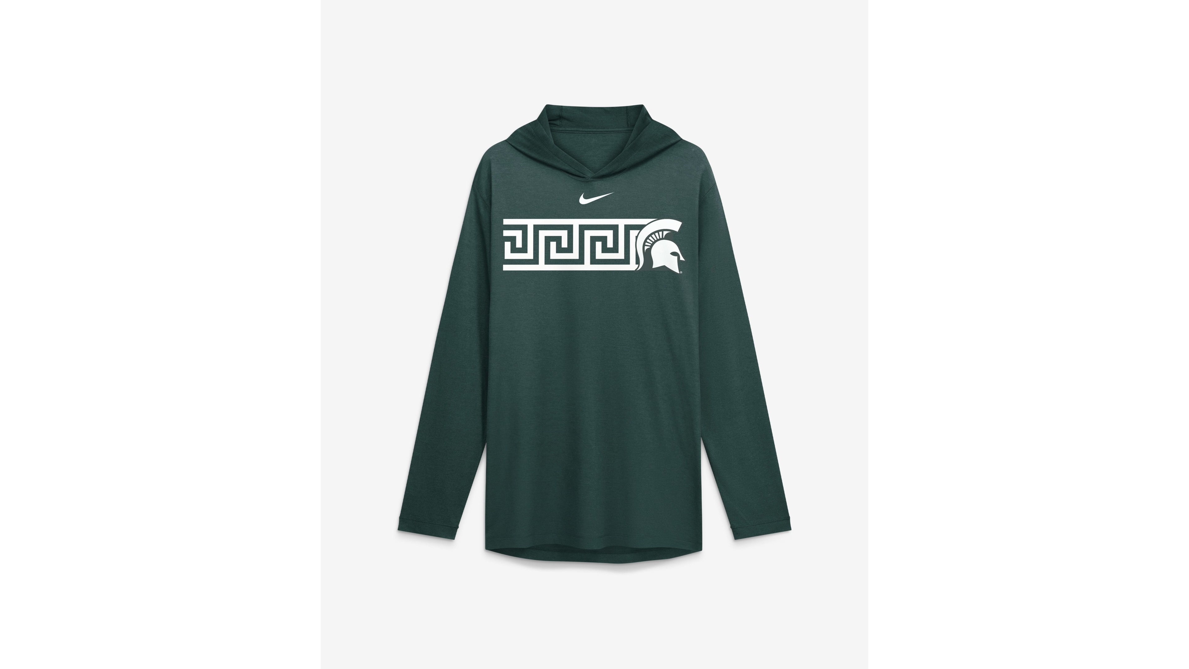 Nike Men's Green Michigan State Spartans Primetime Pattern Tri-Blend Dri-fit Long Sleeve Hooded T-Shirt