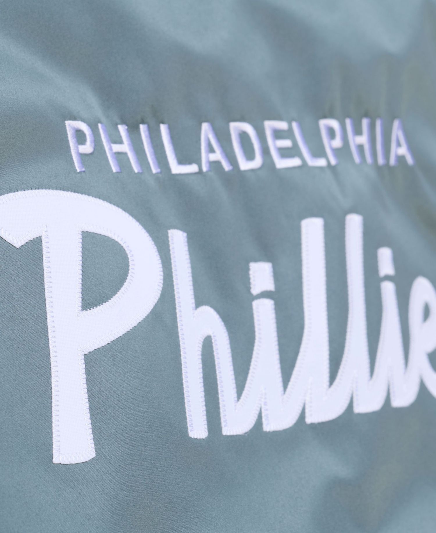 Men's Gray Philadelphia Phillies Thunderstorm Head Coach Lightweight Satin Full-Snap Jacket